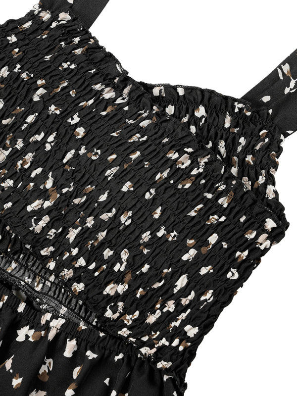 Women’s Printed Hollow Tie-Strap Dress