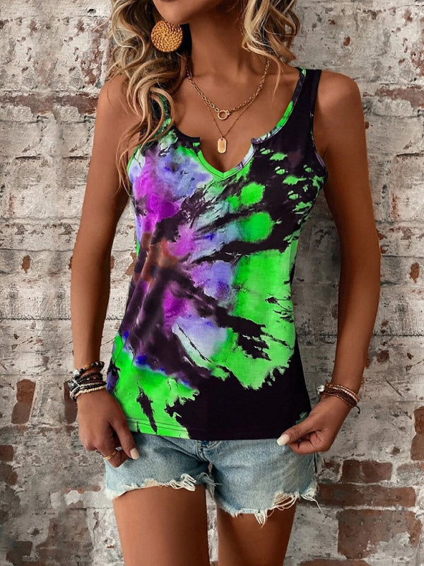 Women’s Printed Painted V-Neck Open Vest Top