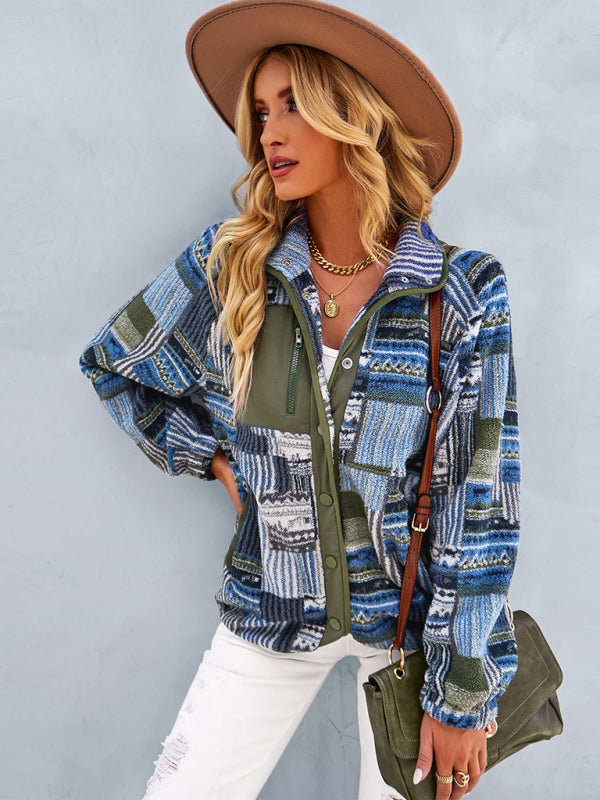 Women’s Raglan Long Sleeve Printed Jacket - Green / S