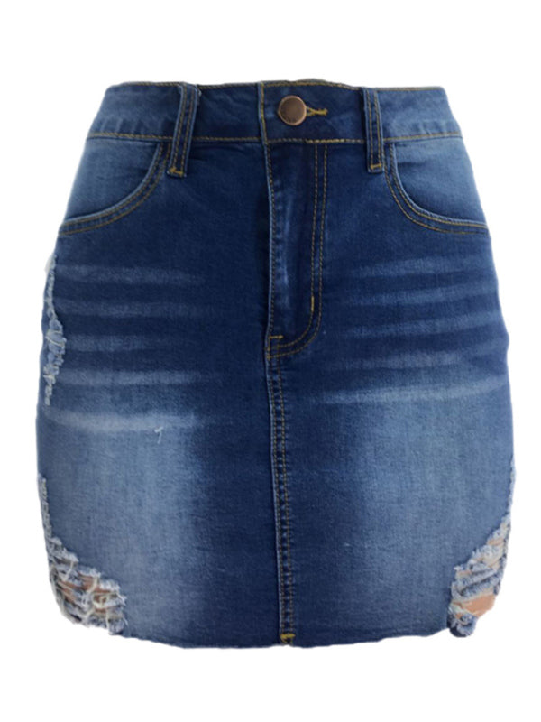 Women’s ripped loose and slim denim skirt