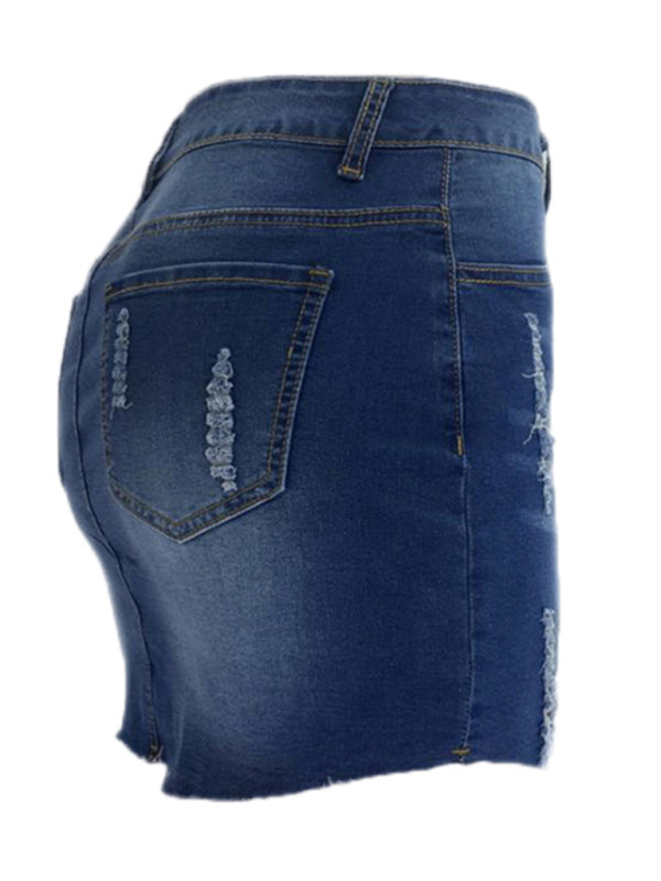 Women’s ripped loose and slim denim skirt