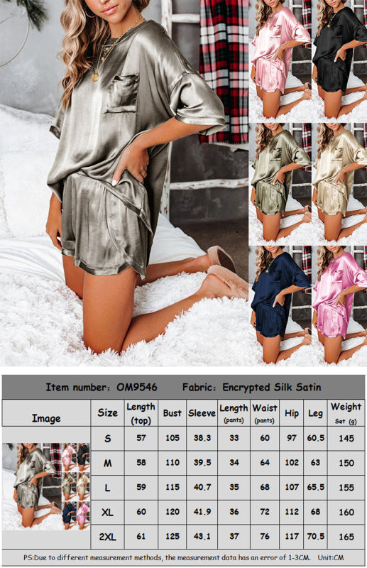 Women’s Round Neck Short-Sleeved Pajamas Set