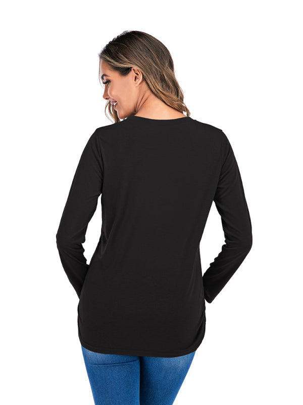Women’s Round Neck Small Feet Print Maternity Top