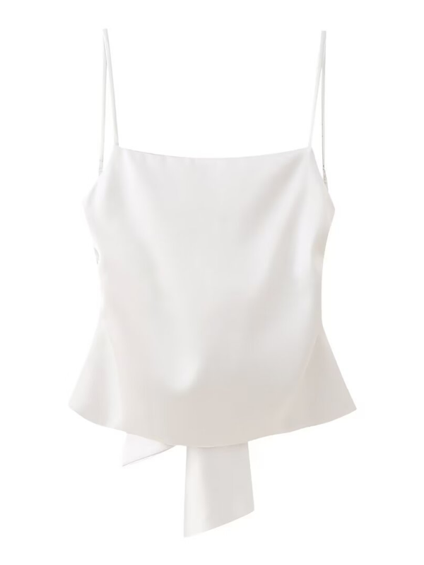 Women’s satin camisole top with bow on the back - White / XS