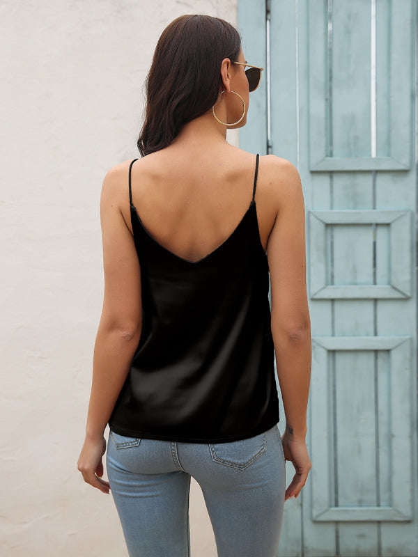 Women’s Satin imitation silk V-neck small suspender vest