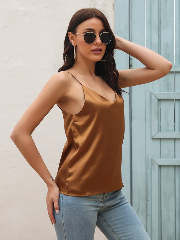 Women’s Satin imitation silk V-neck small suspender vest