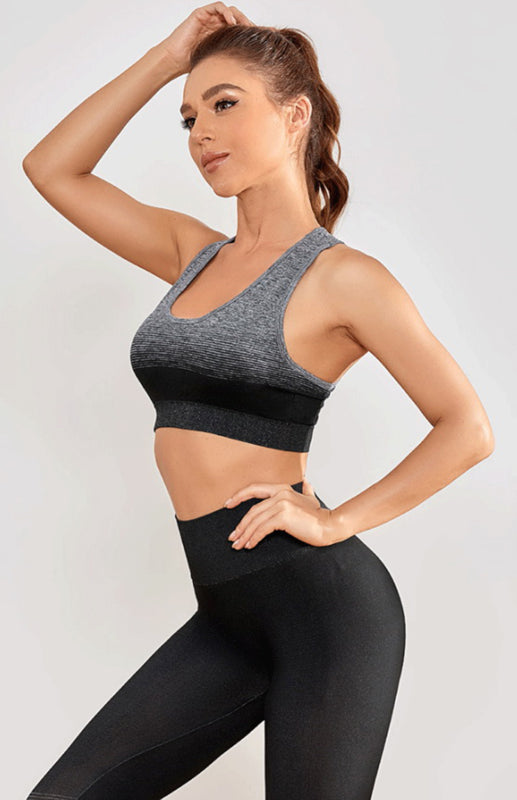 Women’s Seamless Breathable Moisture Wicking Bra Yoga Set - Misty grey / S