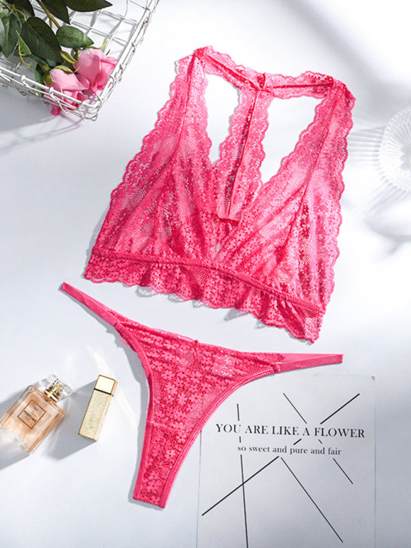 Women’s see-through lace sexy split underwear set