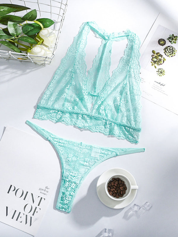 Women’s see-through lace sexy split underwear set