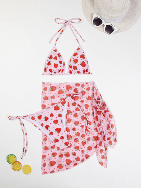 Women’s sexy bikini lace-up skirt three-piece swimsuit