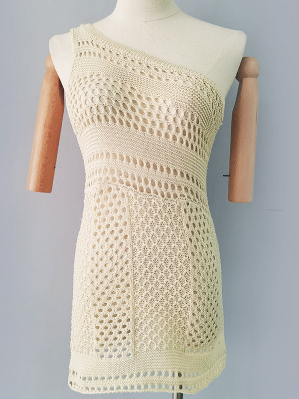 Women’s sexy hollow sleeveless hip-covering knitted dress