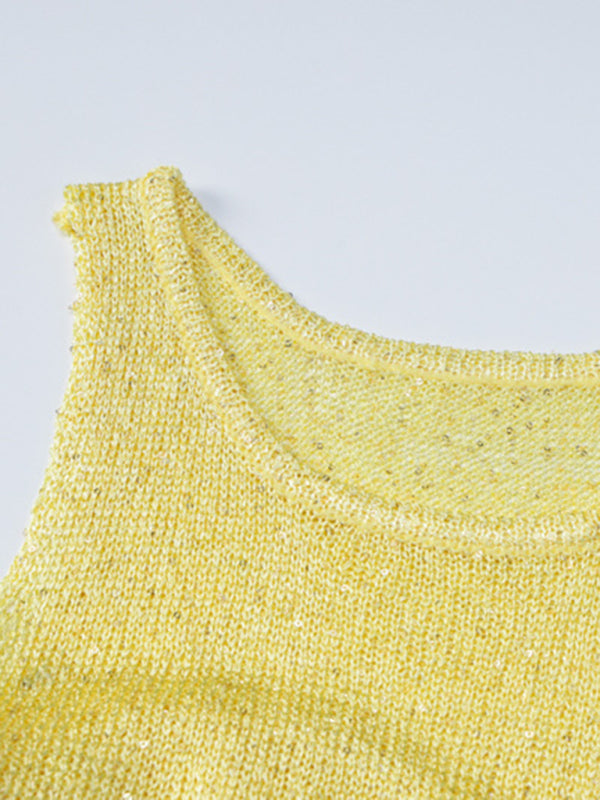 Women’s sexy U-neck slimming see-through vest dress