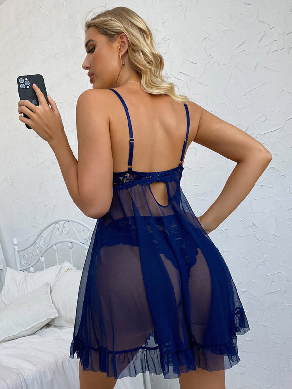 Women’s sexy V-neck lace suspender sexy lingerie sets