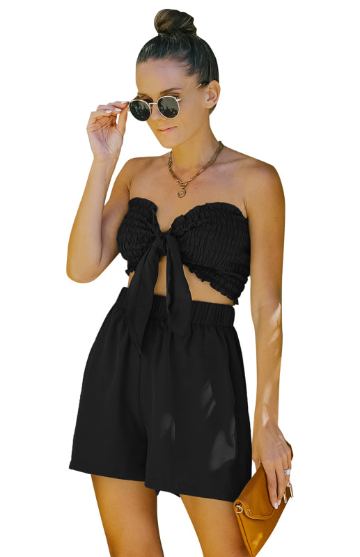 Women's Sexy Wrap Top Shorts Two Piece Set - Closther