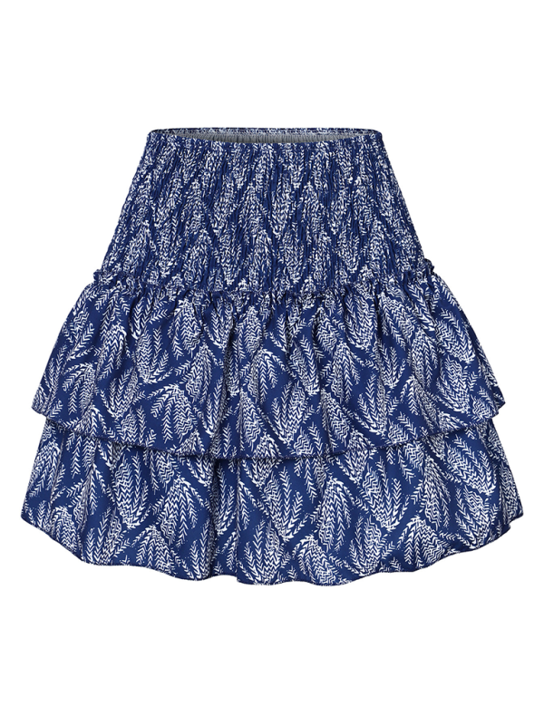 Women’s skirt pleated skirt ruffled printed skirt fashionable floral short skirt