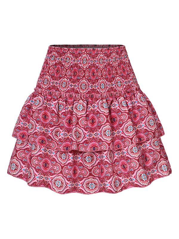 Women’s skirt pleated skirt ruffled printed skirt fashionable floral short skirt
