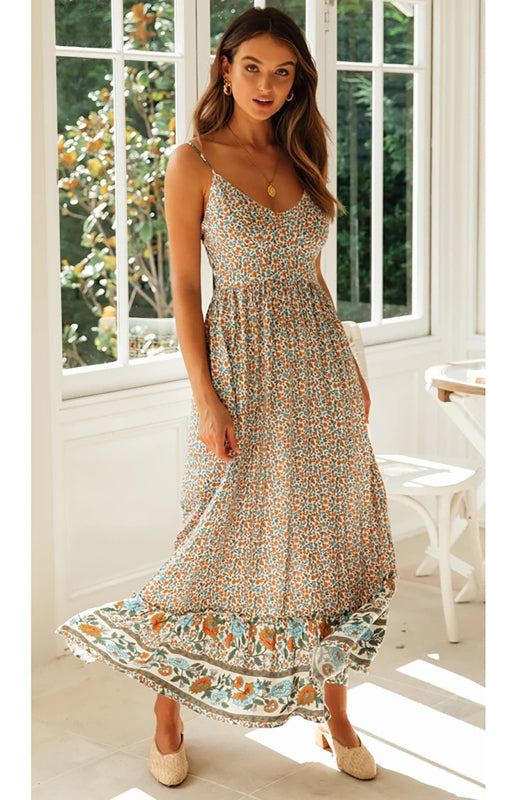 Women’s Sling Boheimia Floral Dress - Cream / S