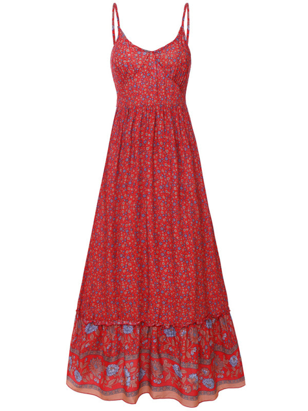Women’s Sling Boheimia Floral Dress - Red / S