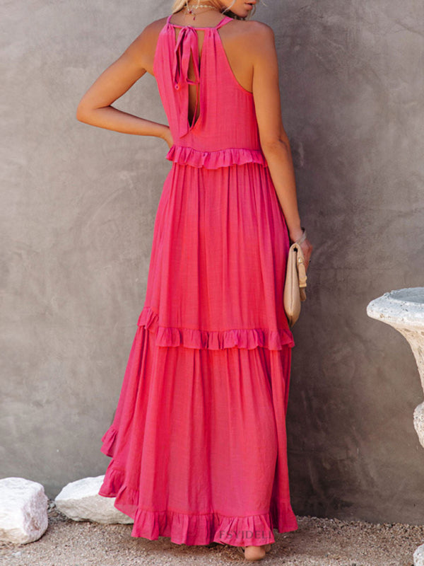 Women’s Solid Color A-Line Sleeveless Long Dress
