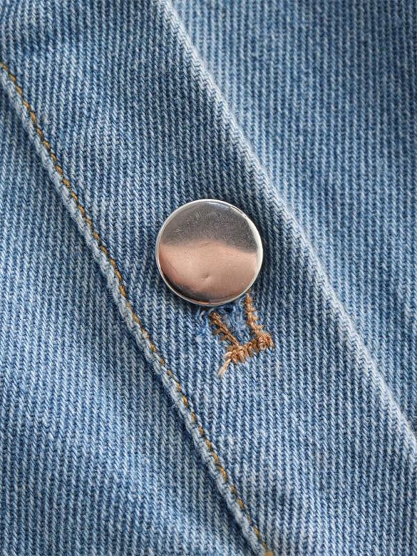 Women’s Solid Color Big Pocket Sleeveless Lapel Shirt Denim Top