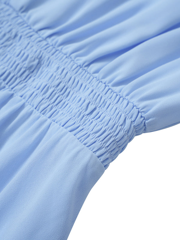 Women's Solid Color Casual Sling Waist Dress - Closther