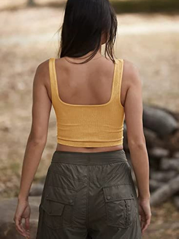 Women’s solid color casual thread short vest