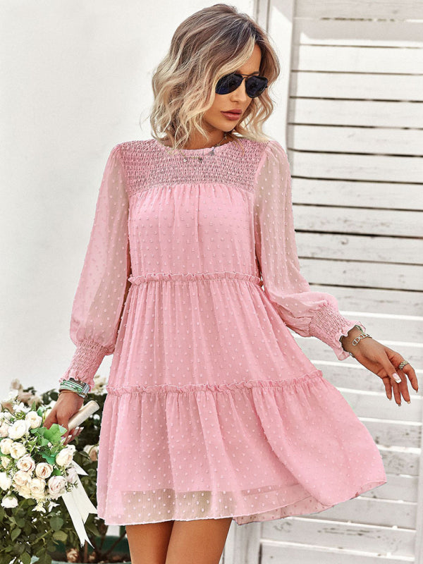 Women’s Solid Color Elegant Jacquard Dress