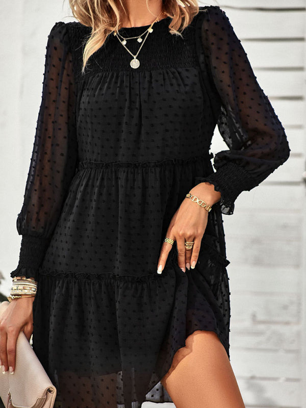 Women’s Solid Color Elegant Jacquard Dress