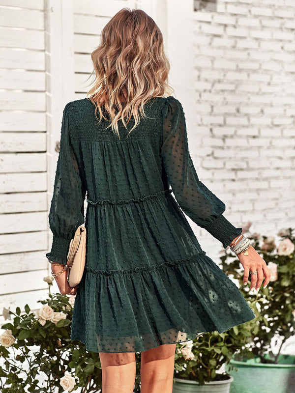 Women’s Solid Color Elegant Jacquard Dress