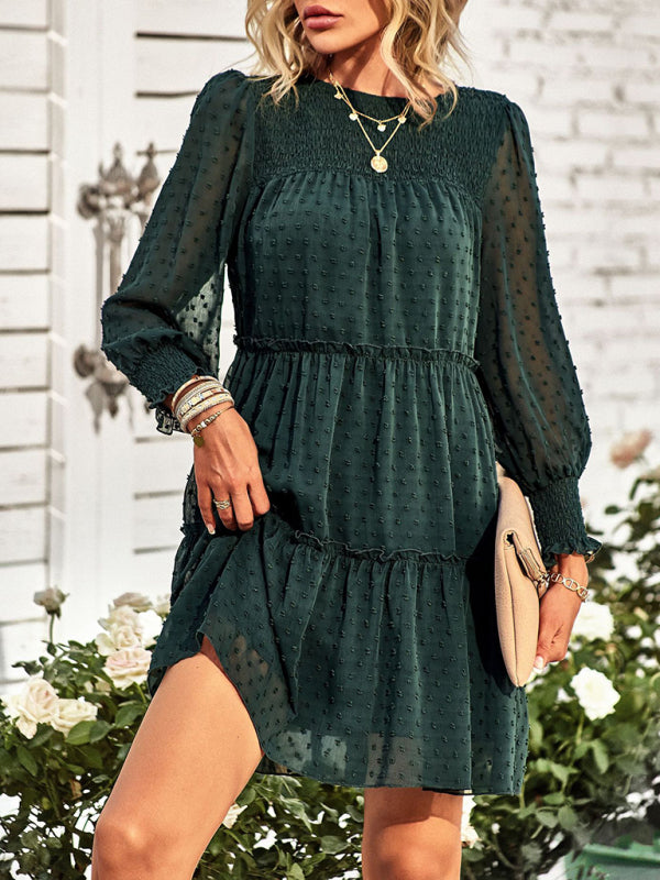 Women’s Solid Color Elegant Jacquard Dress