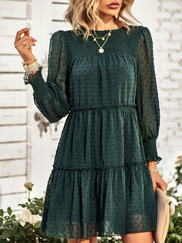 Women’s Solid Color Elegant Jacquard Dress