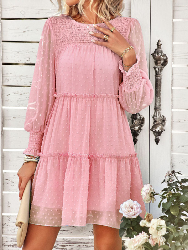 Women’s Solid Color Elegant Jacquard Dress