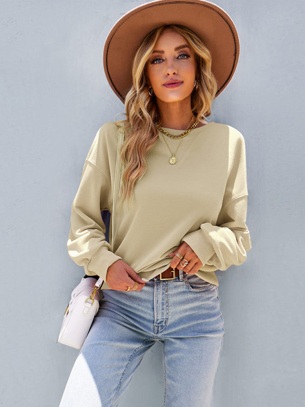 Women's solid color high elastic loose top - Closther