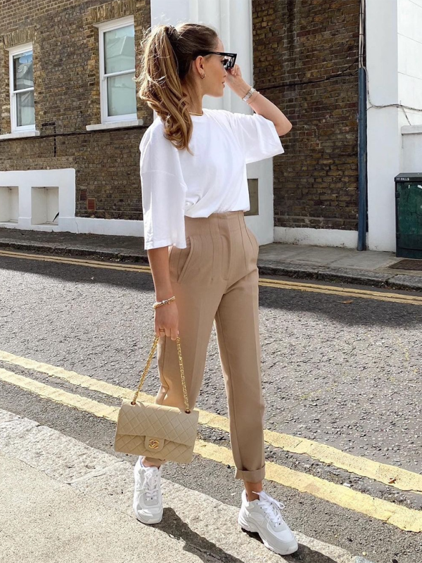Women’s Solid Color High Waist Trousers Slim Casual Pants