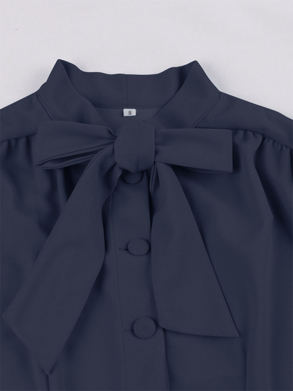 Women’s solid color lace-up swing dress