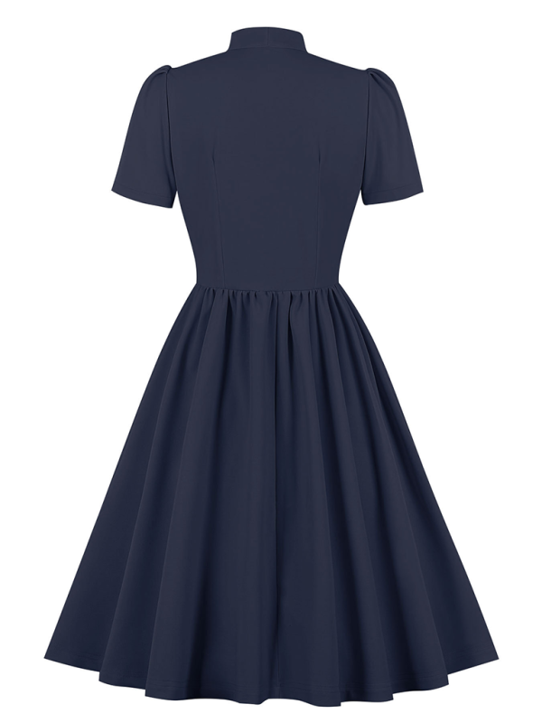 Women’s solid color lace-up swing dress