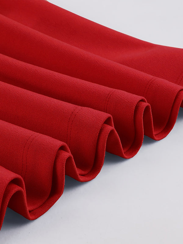 Women’s solid color lace-up swing dress