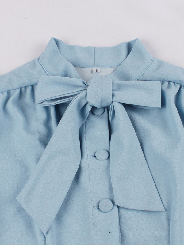 Women’s solid color lace-up swing dress