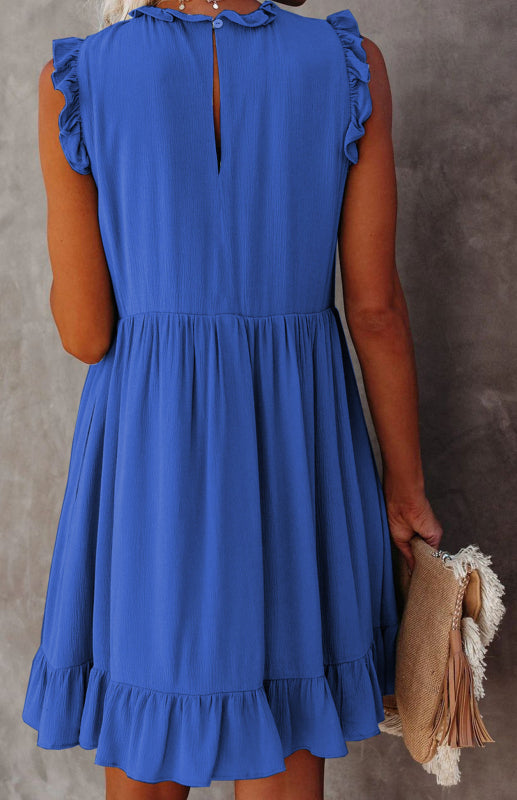 Women’s Solid Color Ruffled Waist Dress
