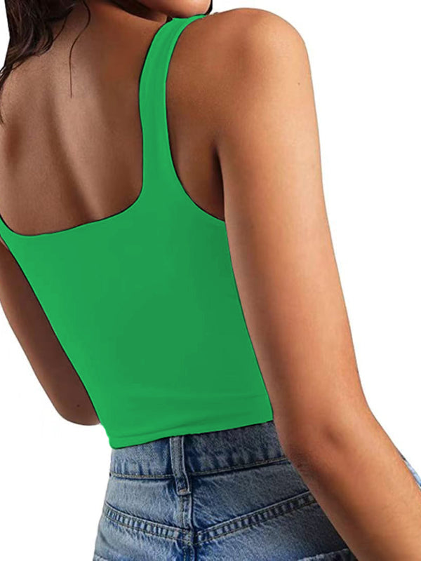 Women’s solid color sexy trendy midriff-baring short vest