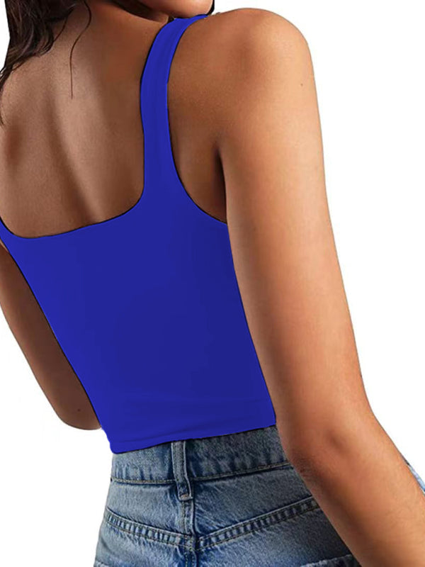 Women’s solid color sexy trendy midriff-baring short vest