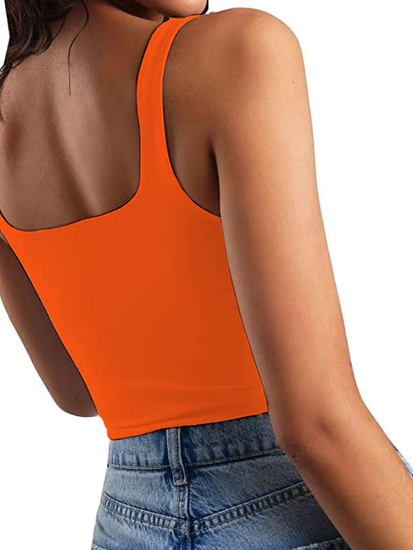 Women’s solid color sexy trendy midriff-baring short vest