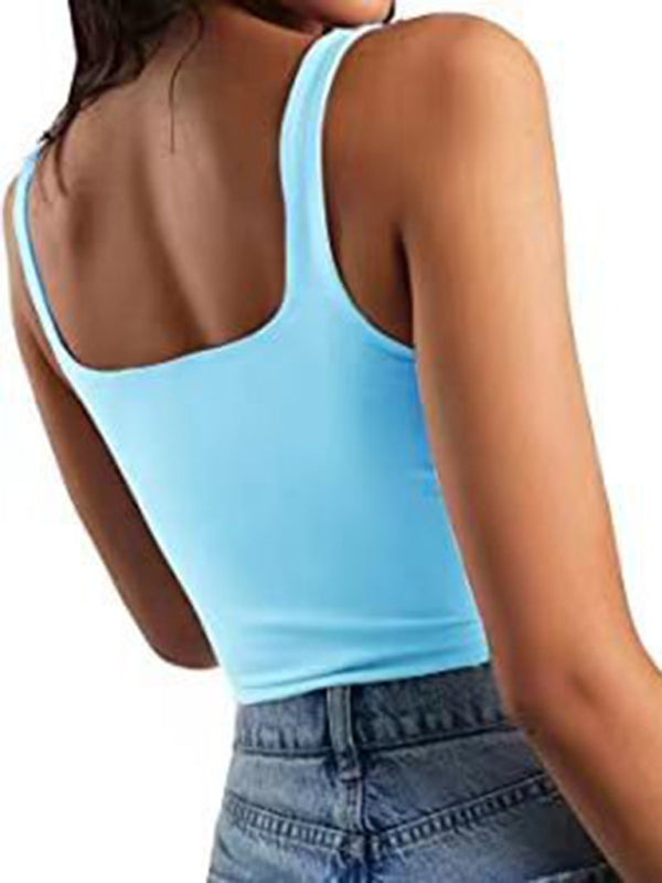 Women’s solid color sexy trendy midriff-baring short vest