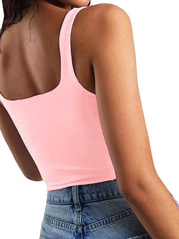 Women’s solid color sexy trendy midriff-baring short vest