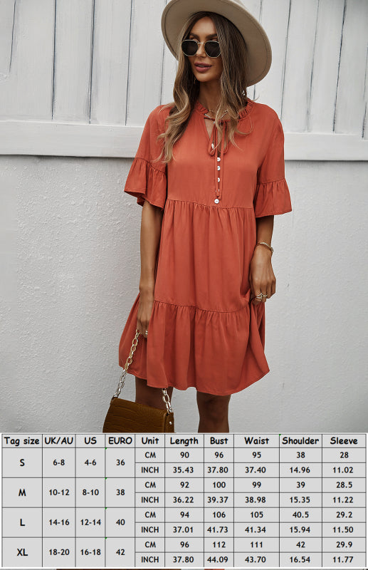 Women’s spring and summer temperament casual solid color sexy dress