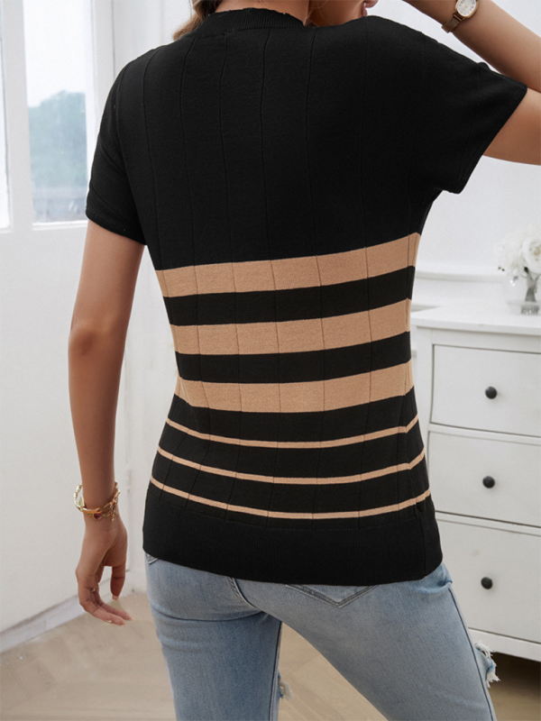 Women’s Spring and Summer Temperament Slim Striped Sweater