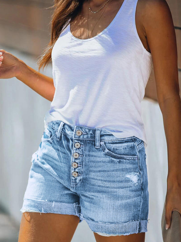 Women’s Stretch Ripped Denim Shorts