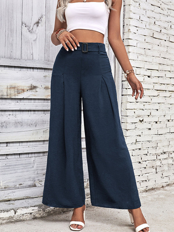 women’s summer high waist wide leg casual pants with belt