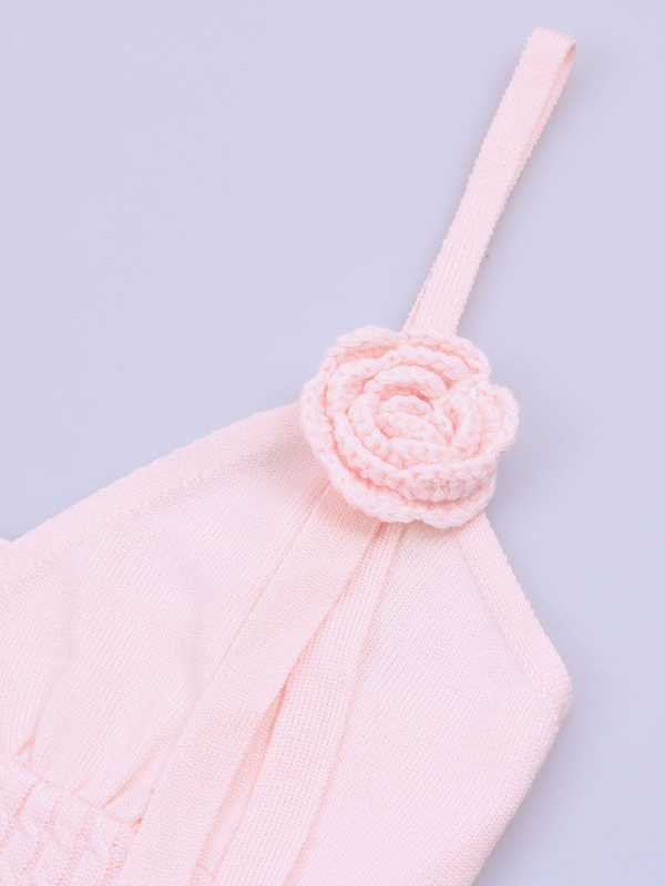 Women’s suspender flower knitted rabbit fur dress (without sleeves)