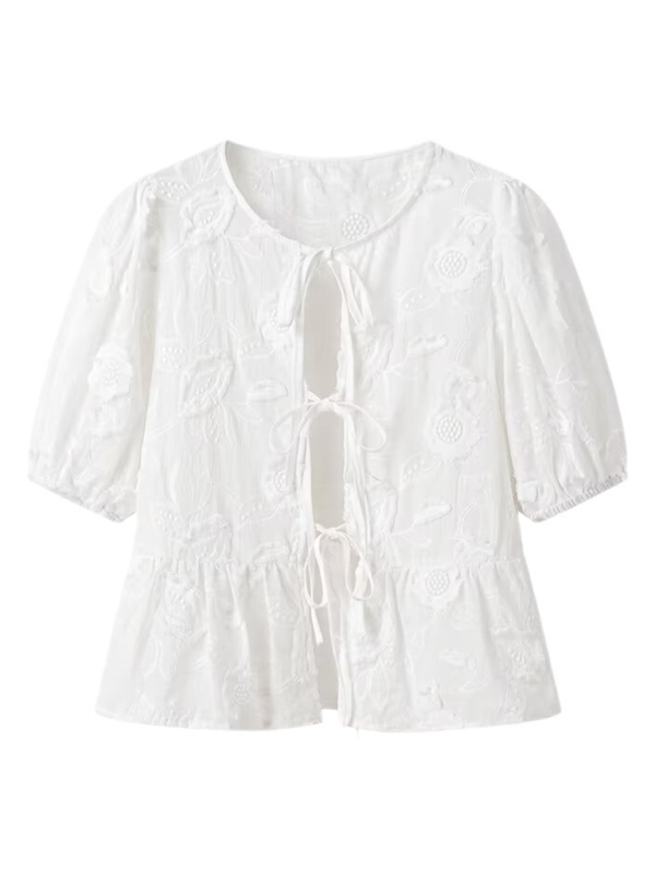 Women’s sweet and spicy lace-up bow thin top